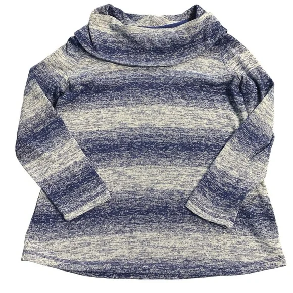 Talbots Sweaters T By Talbots Blue Gray Stripe Cowl Neck Knit
